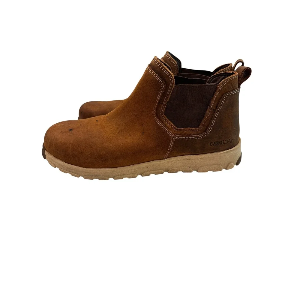 Carolina CA5574 Mens 11.5 D Brown Leather Chelsea Work Boots Slip  Resistant